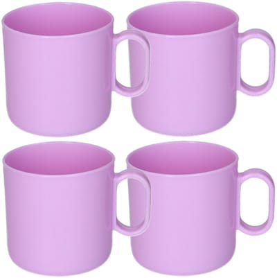 Plasticforte onbreekbare Drinkbekers - 4x - kunststof - 320 ml - paars - kinderen - camping - mokken