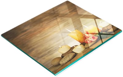 Keukenplank van gehard glas met decoratieve afbeeldingen van kaarsen en spa, 60x52 cm