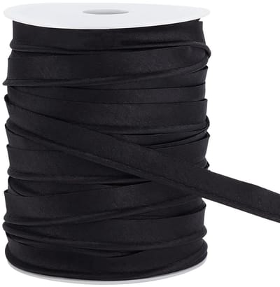 ZEYNOMAX- Biasband Zwart 50 m - Buisbekleding - Vouwkoord - Decoratieband - Polyester - 12 mm Breed