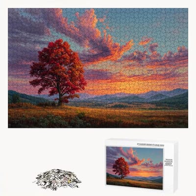 Houten Puzzel - 2000 Stukjes - Ontspanning Thuis - Premium Lindenhout - 75x105 cm - Rood Motief