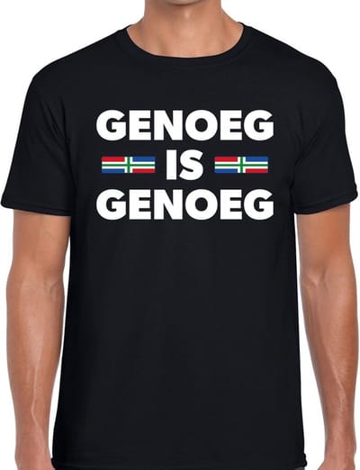 Groningen Genoeg = genoeg protest t-shirt zwart voor heren - Grunnen shirt voor heren S