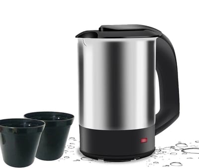 Rumi Mini Waterkoker - Geschikt voor warm water, Thee, Koffie - 1000W - Draagbare - 0.5L - Klein Camping Formaat - Reiswaterkoker met Kalkfilter - Titanium