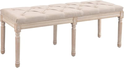 Vintage Slaapbank met Knopen - Multifunctionele Bank voor Woonkamer en Slaapkamer - Beige