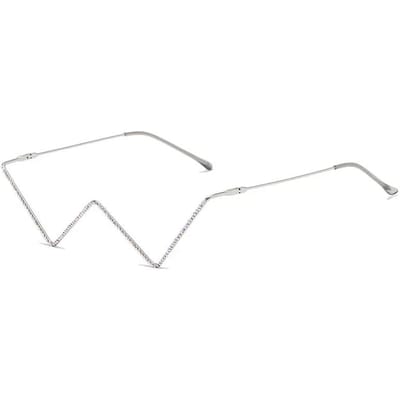Persoonlijkheid Bril Zonder Glazen Dames Stijlvol Klassiek Metaal Met Studs Strass Montuur Vrouwelijke W-Vormige Bril Dames Oogmode W34140WW-
