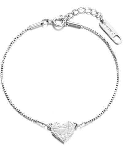 Malinsi® Armband Dames GeoHart - Zilverkleurig 17-20,5cm Verstelbaar Compleet RVS - Sieraden Armbanden Vrouw