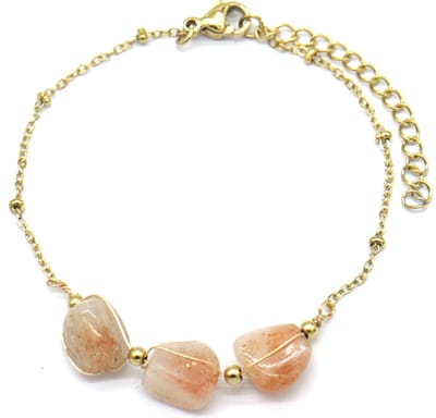 Armband Dames - Steentjes - RVS - Lengte 16-19 cm - Goudkleurig