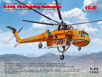 ICM Modelbouwpakket Helikopters - 53060 Sikorsky S-64E Skycrane - Firefighting Helicopter - Amerikaanse Brandweerhelikopter Plastic - 1:35 - Modelbouw