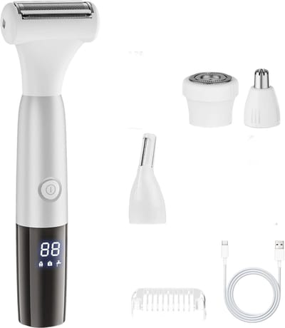 Ladyshave - Damesscheerset voor vrouwen - 5-in-1 bikinitrimmer en scheerapparaat - Elektrische trimmer voor nat en droog gebruik - Waterdicht - Geschikt voor gezicht, neus, armen, benen, schaamstreek, oksels en bikinilijn