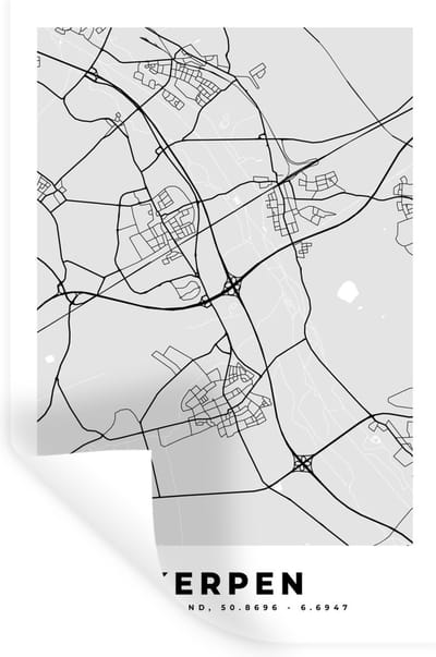 Muurstickers - Sticker Folie - Stadskaart - Plattegrond - Kerpen- Duitsland - Kaart - 20x30 cm - Plakfolie - Muurstickers Kinderkamer - Zelfklevend Behang - Zelfklevend behangpapier - Stickerfolie