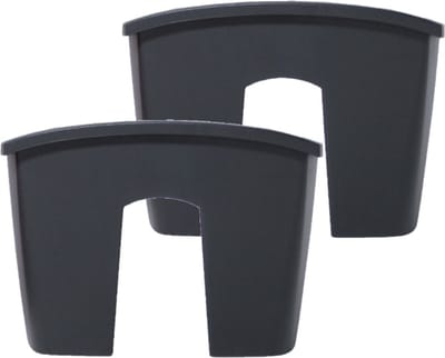 Prosperplast Plantenbak - 2x stuks - railing - kunststof - 58 cm - antraciet grijs kleur voor buiten