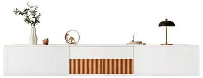 TV-meubel - 180x34x30 cm - Projector-vriendelijk - Uniek en Compact Design - Hout - Wit
