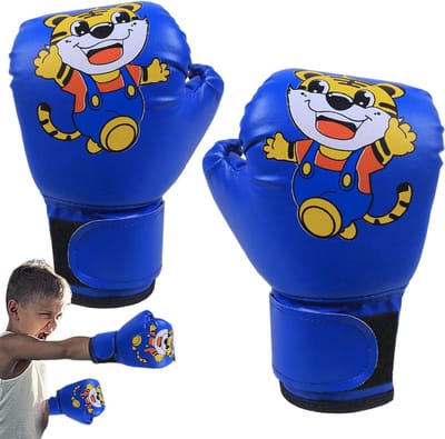 Bokshandschoenen Kinderen - Vechthandschoenen Junioren - Sport Training - Cartoon Patroon - Klein - Blauw