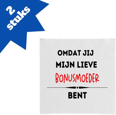 Akyol - omdat jij mijn lieve bonusmoeder bent brillendoekjes - Moeder - de liefste bonusmoeder - moeder cadeautjes - moederdag - verjaardag - geschenk - kado - 17,8 bij 17,8 cm - 2 stuks