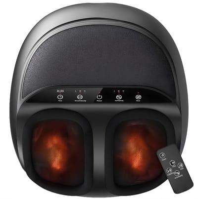 JCP® Voetmassageapparaat - Draagbare Voetmassager met Warmtefunctie - Elektrische Voetmassager - Zwart - 43cm x 39cm x 25cm