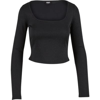 Urban Classics - Glitter Square Neck Crop top - 3XL - Zwart