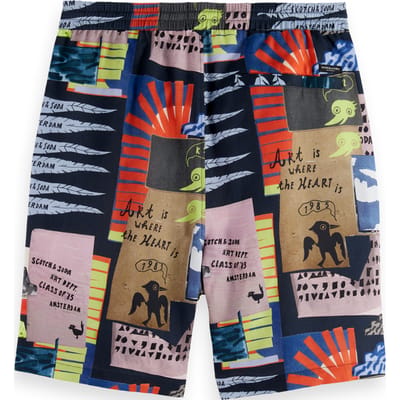 Scotch & Soda Fave - Printed Tencel Regular Fit Bermuda Shorts Art Dept Co Taglia: S | Pantaloncini Outlet | Uomo