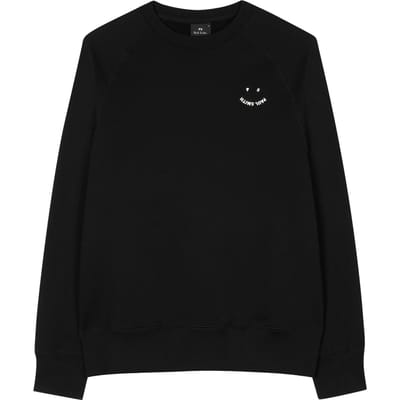 Paul Smith Mens Sweat Ps Happy Emb Black Maat: M | Sweaters Outlet | Heren | Zwart