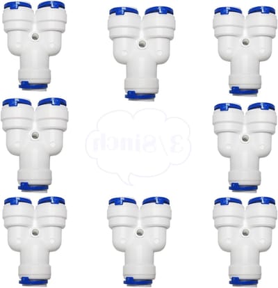Y Type 3/8" Push Fit Waterfilter Aansluiting - 9.5mm Rechtstreekse Plug voor Waterleiding, Koelkast en Persslang (Verpakking van 8)