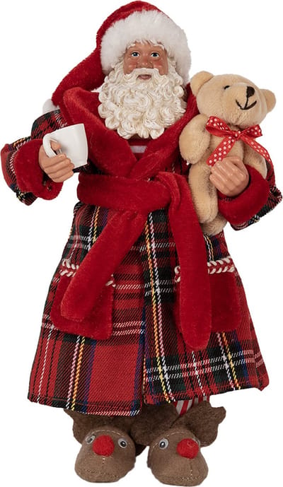 Clayre & Eef Kerstdecoratie Beeld Kerstman 27 cm Rood Kunststof