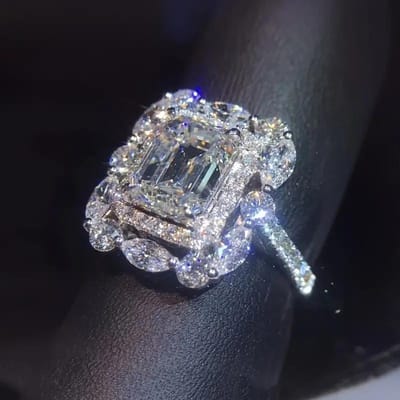 Huitan Prachtige Kristallen Zirkonia Ringen voor Vrouwen Exquise Vrouwelijke Accessoires Bruiloftsfeest Nieuwe Trendy Sieraden Fancy Cadeau 8 gray