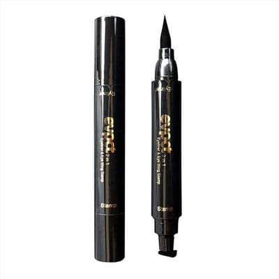 Narimano® 2 In1 Eyeliner Stempel - Vloeibare Eyeliner Potlood Make-up Afdichting Pen Stempel Eyeliner Potlood - Waterproof Sneldrogende Eyeliner,Black 2 stuks -
