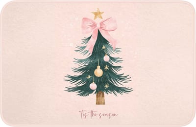 WC mat 60x40 cm - Antislip - Christmas Season - Kerst - Kerstboom - Roze - Toiletmat - Vloermat - Douchemat - Toilet tapijt - Toiletmatten