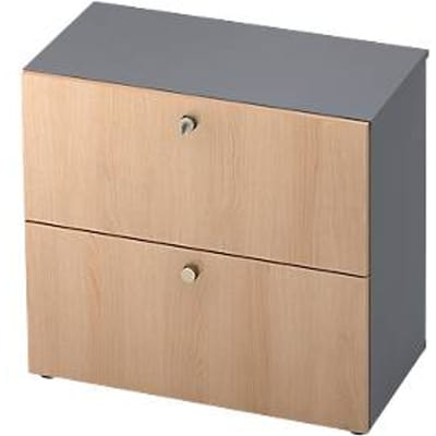 TOPAS LINE archiefkast, 2 dossierhoogtes, met volledig uittrekbare lade, grafiet/eiken decor