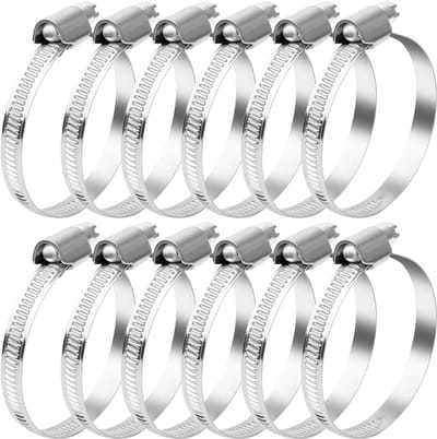 Dailygoods- Slangklemmen Hoogwaardige Set - 12 Stuks - Roestvrij Staal - Verstelbaar - Diameter 40-60 mm - Geschikt voor Water/Lucht/Brandstof - Slangbinders