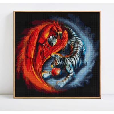 Diamantborduurwerk Volledig Beeld Dieren Diamantmozaïek Verkoop Tijger Afbeeldingen 30x30 red