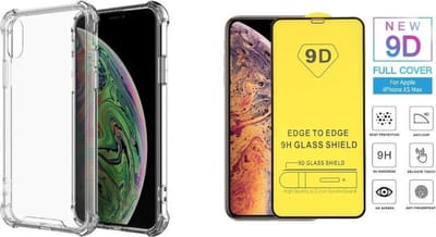 LuxeBass Hoesje geschikt voor iPhone X / XS Hoesje - Transparant Anti Shock verstevigd Achterkant Case Backcover + 2 Tempered 9D screenprotector Full Cover Bescherm Glas