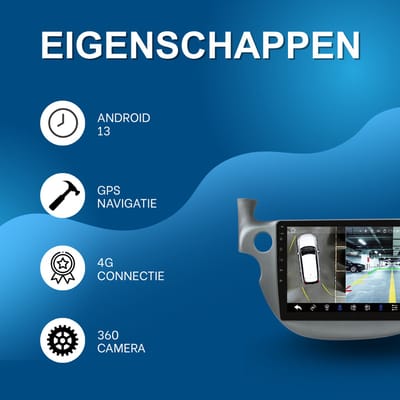 Autoradio bluetooth met camera - Carplay - Voor Honda Fit Jazz (2007-2013) - Geschikt voor Apple en Android - Stereo - Navigatie - Navigatiesysteem auto