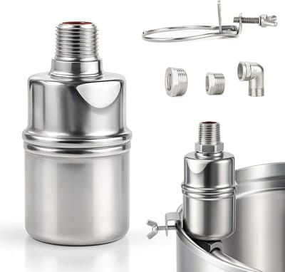 Automatische waterniveau controle met 2 stuks 1/2 inch RVS zwembakventielen voor dieren drinken en distillatie apparatuur