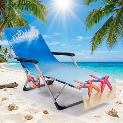 Beschermhoes voor tuinligstoel van microvezel, sneldrogend en antislip, ideaal voor strand en zwembad, 75 x 210 cm, met handige opbergzakken