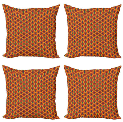 ABAKUHAUS Verbrand Oranje Kussenhoes-Set 4x40x40 cm – Dubbelzijdig bedrukt