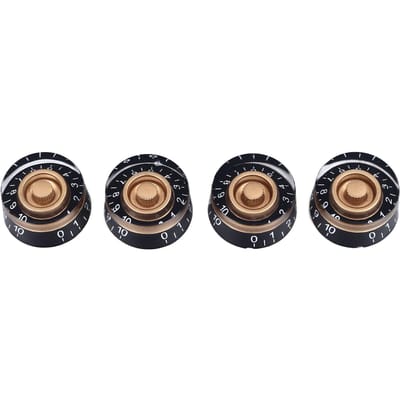 4 STUKS Elektrische Gitaar Bas Knopjes Potentiometer Knop Dopjes voor Volume Toonregeling Muziekinstrument zwart/geel