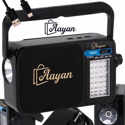 RDD RD-306 Draagbare Bouwradio met Zaklamp – FM/AM/SW Retro Radio op Batterij en Oplaadbaar via USB-C – X-BASS Keukenradio met Antenne – draagbare radio – camping radio – oplaadbare radio – zwart – draagbare FM radio – 80512