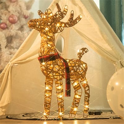 Thuys – Rendier Kerstverlichting Buiten – Kerstfiguren Buiten – Kerstverlichting – 41cm x 34cm x 14cm – Rood