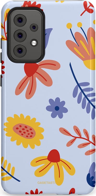 Casetastic hoesje geschikt voor Samsung Galaxy A52 (2021) 5G / Samsung Galaxy A52 (2021) 4G - Dubbellaagse bescherming - Bloemenval - Fashion Case - Lavendel Goud Terracotta