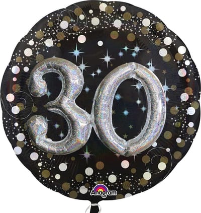 Amscan Folieballon Happy Birthday 30 Jaar 91 Cm Helium Zwart