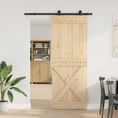 vidaXL - Schuifdeur - NARVIK - Naturel - en - Zwart - 85 - x - 210 - cm - (152,5 - cm)