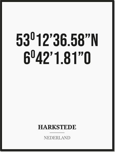 Poster/kaart HARKSTEDE met coördinaten
