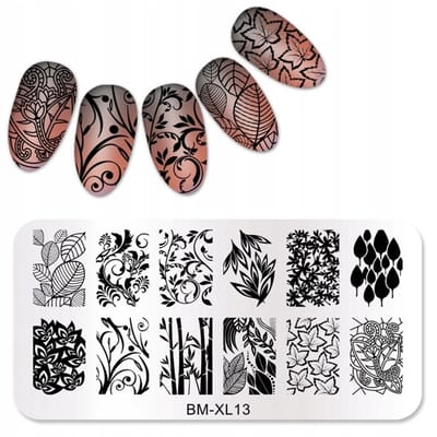 Born Pretty - Nagelstempelplaat - BM-XL13 - Bladermotief - 12x6 cm