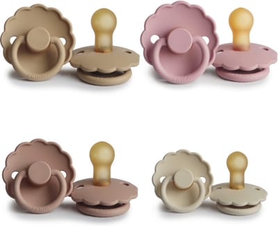 FRIGG DAISY Fopspeen set 4 stuks Powder Blush,Baby Pink,Cream en Blush 0-6 maand