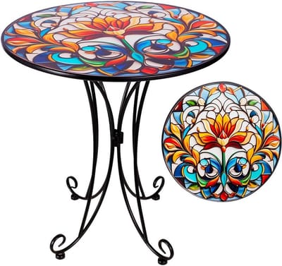 Bijzettafel voor buiten - Mozaïek tafel - Buiten genieten - Uniek mozaïek design - 457 cm breed - Meerkleurig
