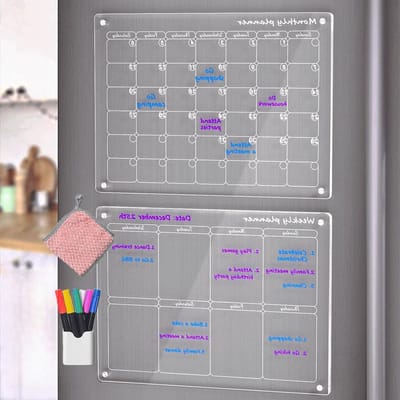 Weekplanner Duidelijke Magnetische - Afwisbare Kalender voor Koelkast - Transparante Acrylkalender - Droog Afwasbaar Magneetbord