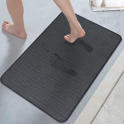 Antislip Badmat 40 x 60 cm - Wasbare en Sneldrogende Douchemat voor Badkamer en Toilet - Donkergrijs