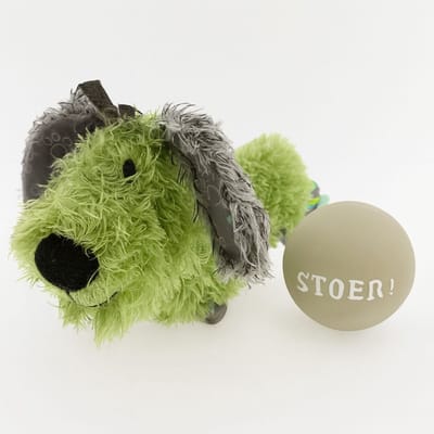 lief! Hondenspeelgoed Teckel met Piep 28 x 15 cm – Inclusief Latex Bal met piep Ø 7,5 cm – Hondenknuffel met Geluid - Groen