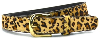 Mooie echt lederen Riem met koeienhuid Panter print- 3cm breed maat 85 - goudkleurige gesp