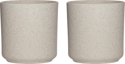 Hakbijl Plantenpot/bloempot Cindy - 2x - wit - keramiek - cilinder - D17 x H17 cm