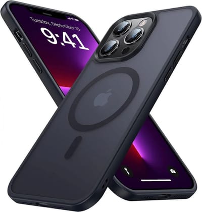 Hoesje Geschikt voor Apple iPhone 13 Pro Max - Compatibel met MagSafe - Matte Beschermhoes - Back Cover met Magneet - Geschikt voor Draadloos Opladen met Magnetische Ring - Zwart